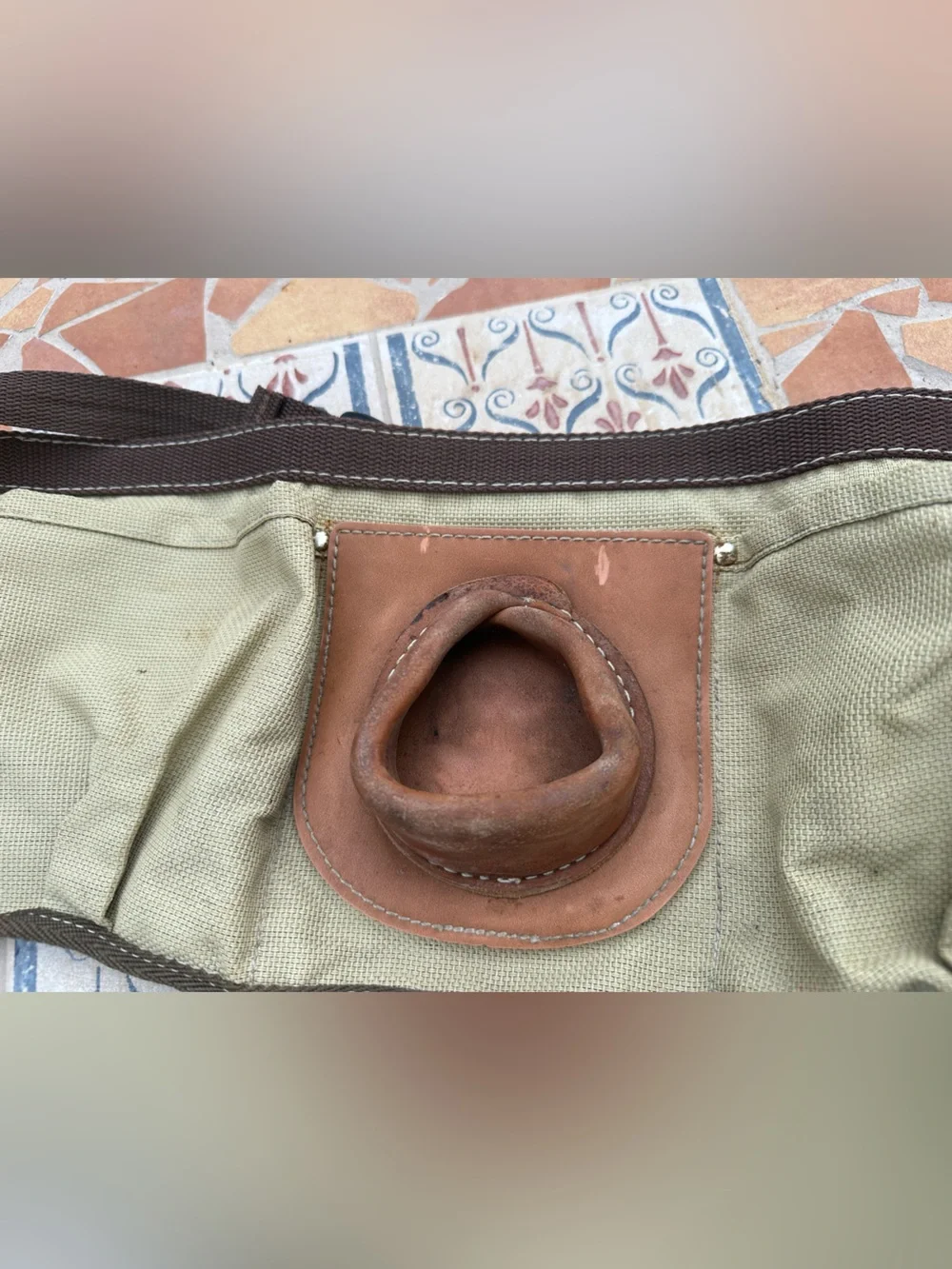 Canvas and Leather Men’s Tote Bag in Olive and Brown